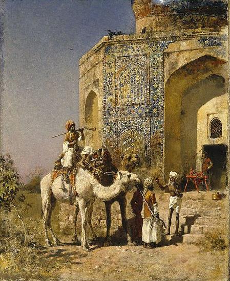 Edwin Lord Weeks The Old Blue-Tiled Mosque Outside of Delhi, India Germany oil painting art